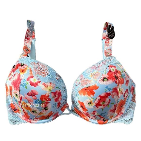 Victorias Secret Rhinestone Strap Bombshell Plunge Add-2-Cups Push Up bra 32D - Picture 1 of 10